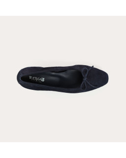 Velvet leather heel ballerinas