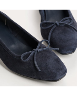 Velvet leather heel ballerinas