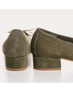 Velvet leather heel ballerinas