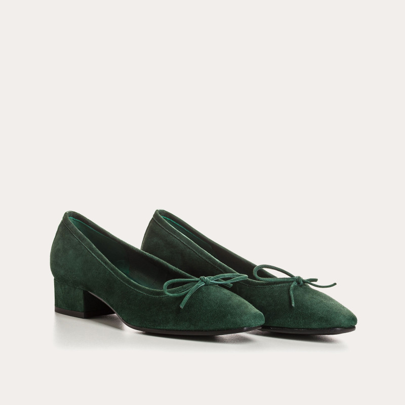 Velvet leather heel ballerinas