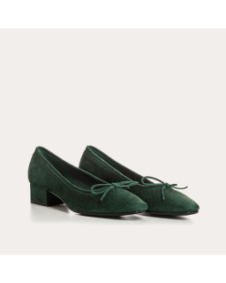 Velvet leather heel ballerinas