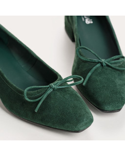 Velvet leather heel ballerinas