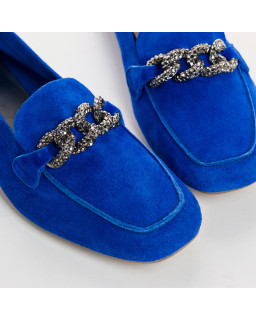 Mocassins bijoux en cuir velours avec strass
