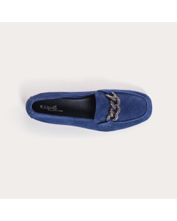 Velvet leather jewelry moccasins with rhinestones