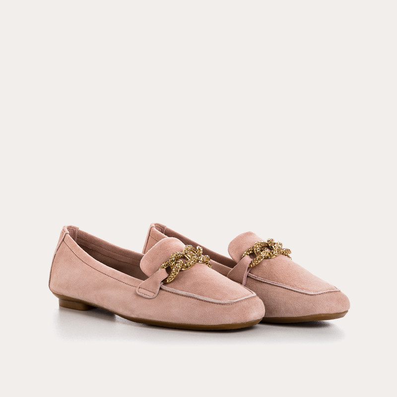 Mocassins bijoux en cuir velours avec strass