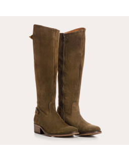 Bottes cavalières en cuir velours avec zip interne