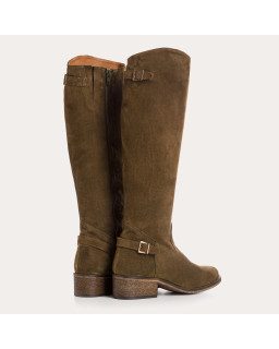 Bottes cavalières en cuir velours avec zip interne