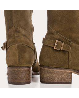 Bottes cavalières en cuir velours avec zip interne