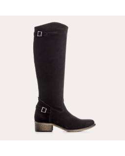 Bottes cavalières en cuir velours avec zip interne