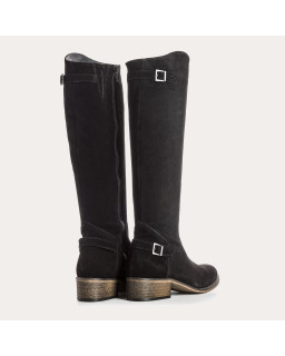 Bottes cavalières en cuir velours avec zip interne