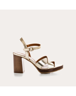 Lisboa Sandals - Women's Golden Leather Shoes | Reqins