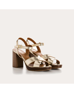 Lisboa Sandals - Women's Golden Leather Shoes | Reqins