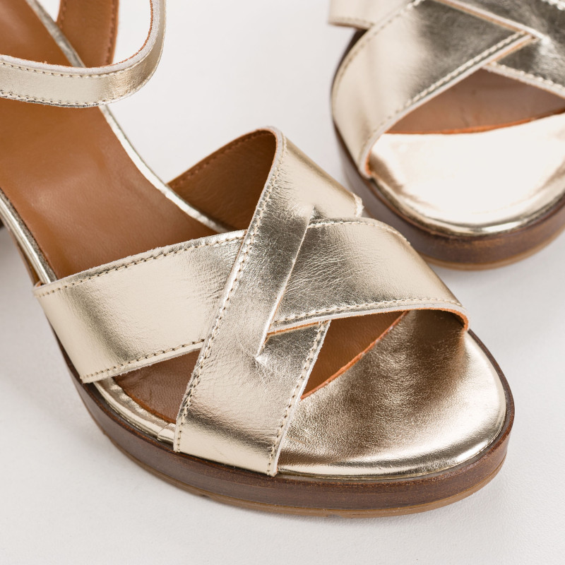 Sandales LISBOA - chaussures cuir doré femme | REQINS