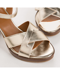 Lisboa Sandals - Women's Golden Leather Shoes | Reqins