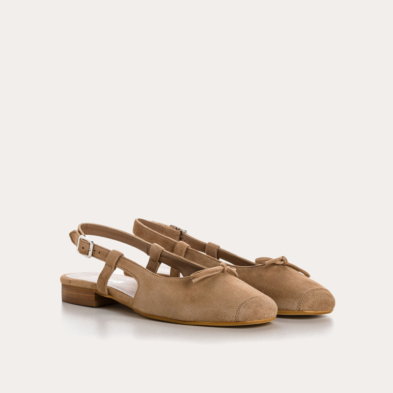 Ballerines CIRCEE - chaussures slingback plates cuir velours femme | REQINS