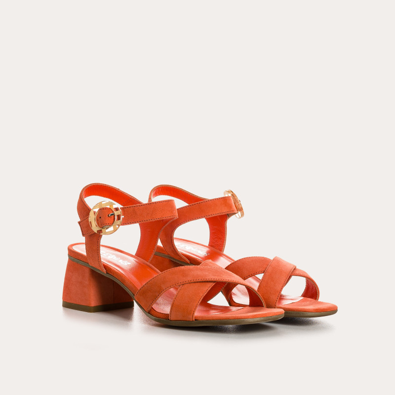 Sandales OLIVINE - chaussures à talons cuir velours femme | REQINS