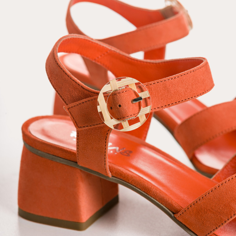 Sandales OLIVINE - chaussures à talons cuir velours femme | REQINS