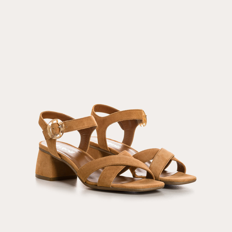 Olivine Sandals - Women's Velvet Leather Heel Shoes | Reqins