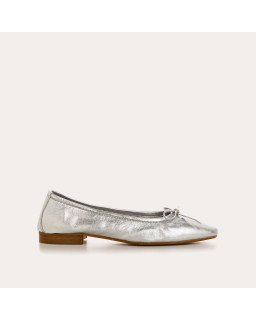Ballerines en cuir métal argent ou doré avec bout pointu