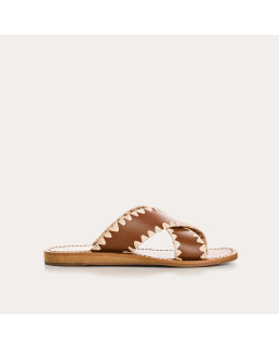 Sandales à brides MAELIE - chaussures plates cuir noir femme | REQINS