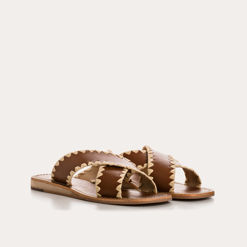 Flange Sandals Maelie - Flat Leather Flat Shoes | Reqins
