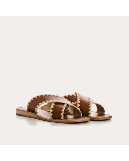 Flange Sandals Maelie - Flat Leather Flat Shoes | Reqins