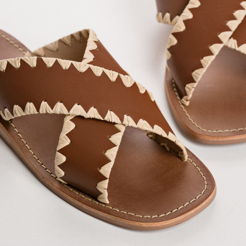 Flange Sandals Maelie - Flat Leather Flat Shoes | Reqins