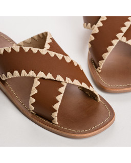 Flange Sandals Maelie - Flat Leather Flat Shoes | Reqins