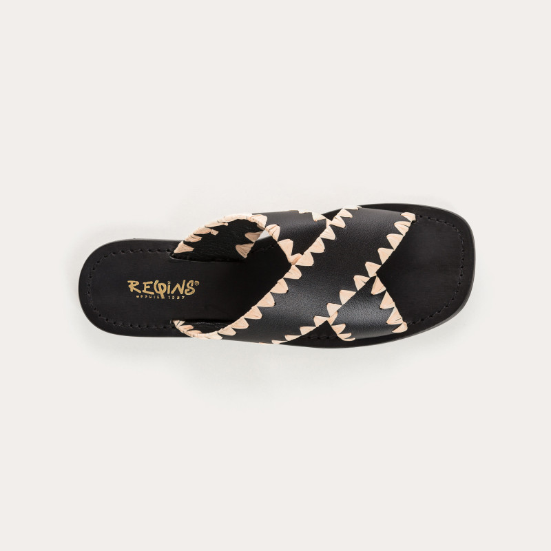 Flange Sandals Maelie - Flat Leather Flat Shoes | Reqins