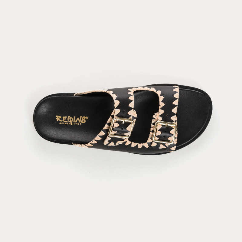 Sandales MINORQUE - chaussures à brides femme cuir noir | REQINS