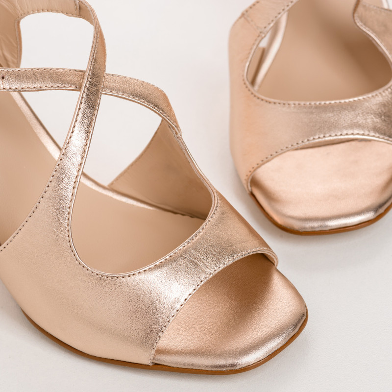 Sandales compensées VERANE - chaussures à brides cuir métallisé doré femme | REQINS