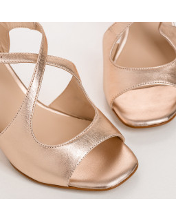 Wedge Wedge Sandals - Women's Golden Metallic Leather Flated Shoes | Reqins