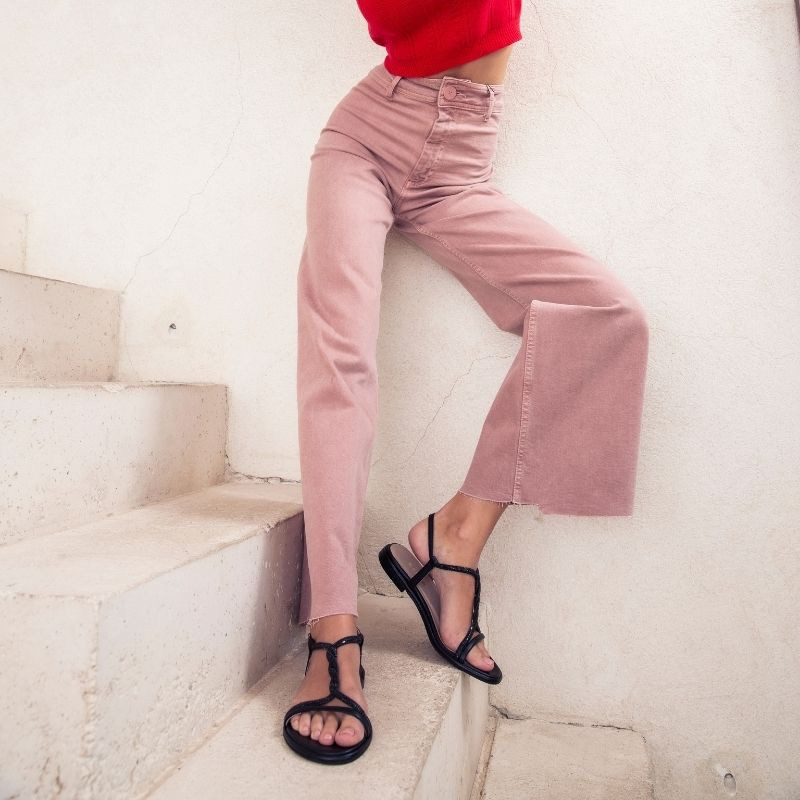 Sandales WILLOW - chaussures plates à brides cuir noir femme | REQINS