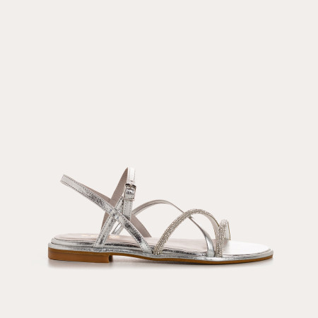 Winona Sandals - Pink Femme Metallic Flange Flat Shoes | Reqins