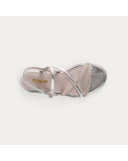 Winona Sandals - Pink Femme Metallic Flange Flat Shoes | Reqins