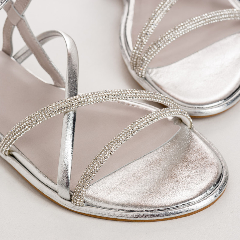 Winona Sandals - Pink Femme Metallic Flange Flat Shoes | Reqins