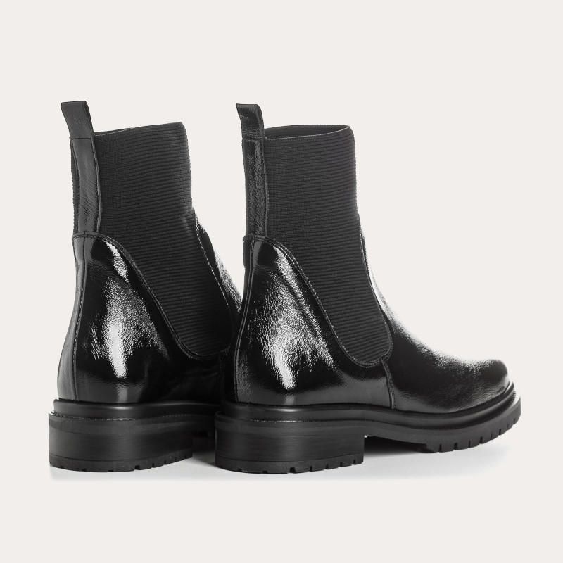 Boots Chelsea Black Plants with Elastic Varnish Leather