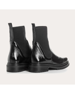 Boots Chelsea Black Plants with Elastic Varnish Leather