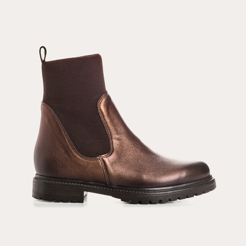 Boots Chelsea metallic leather with elastic
