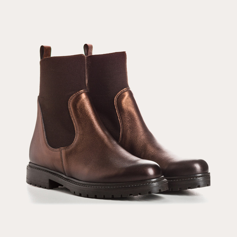 Boots Chelsea en cuir métallisé avec élastiques