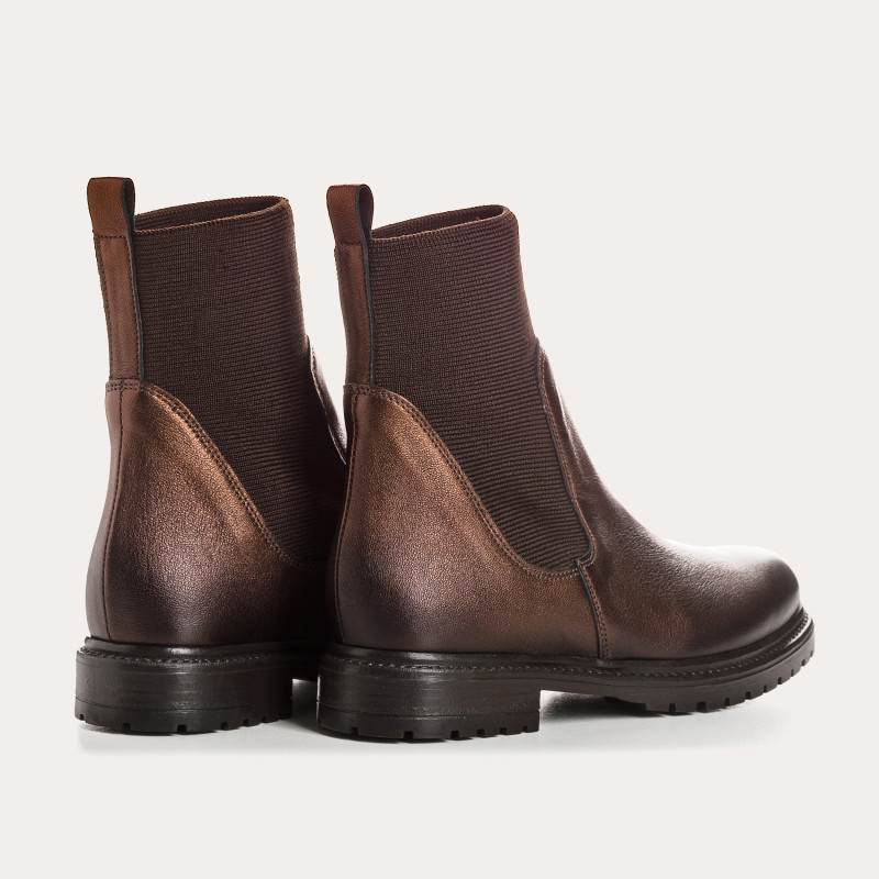 Boots Chelsea en cuir métallisé avec élastiques