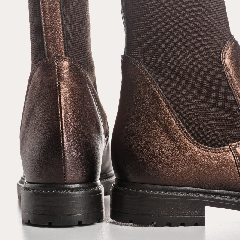 Boots Chelsea en cuir métallisé avec élastiques