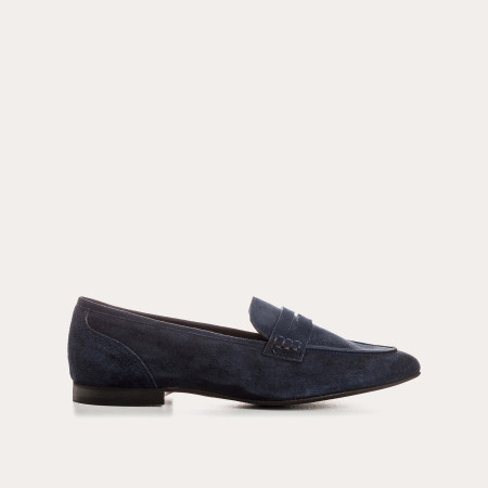 Velvet leather round tips loafers