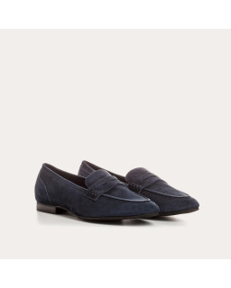 Velvet leather round tips loafers