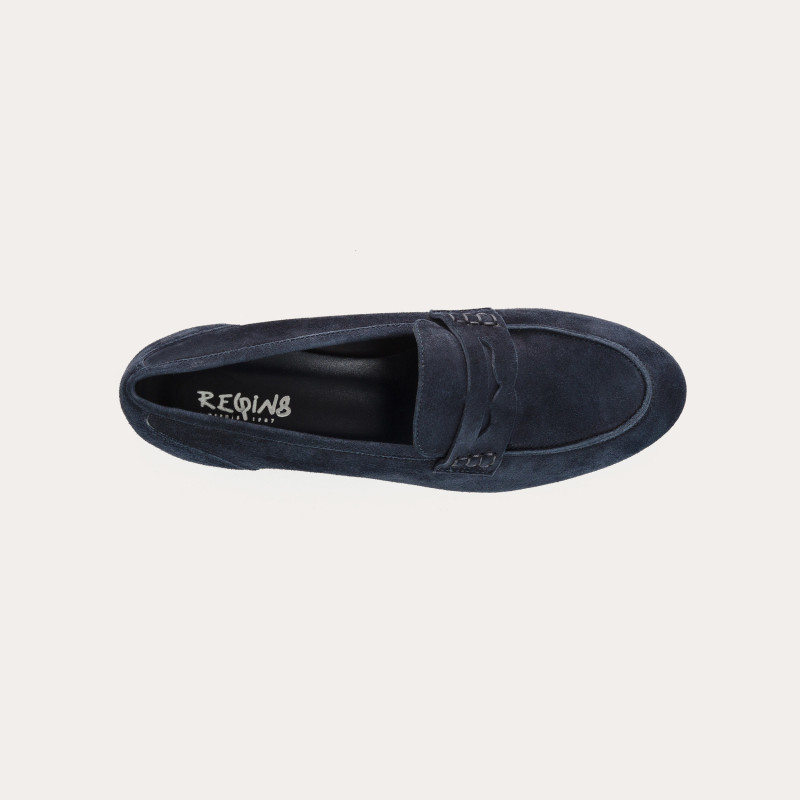 Velvet leather round tips loafers