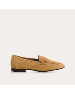 Velvet leather round tips loafers