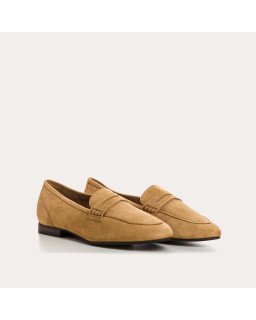 Velvet leather round tips loafers