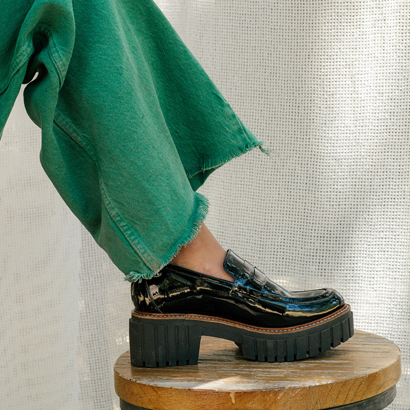 Mocassins chunky en cuir vernis