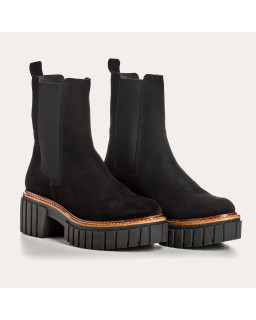 Boots Chelsea Basea Platform in Velvet Leather With Elastic