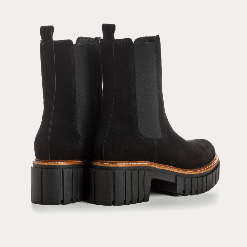 Boots Chelsea Basea Platform in Velvet Leather With Elastic